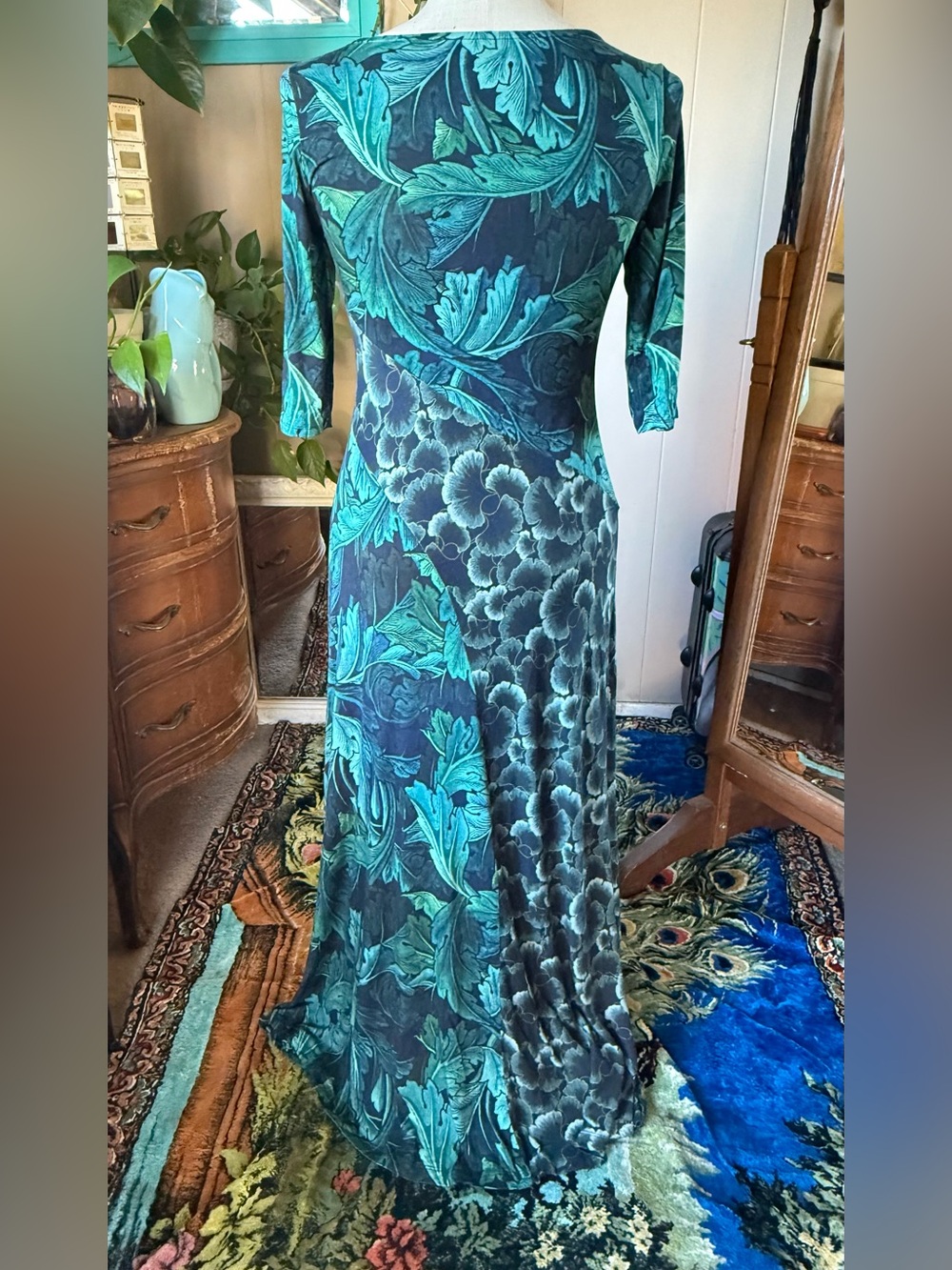 Soft Surroundings Nanette Dress in Gecko Leaf Tropical Green, small - Picture 9 of 15